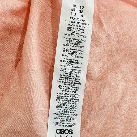 NWT ASOS Luxe pearl embellished puff sleeve caged mini dress in pink Sz 6(US) - Picture 12 of 16